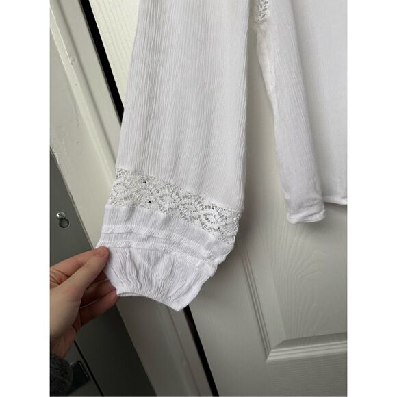 Hollister Small Boho Minimalist Beachy New Boxy Cropped Blouse - Picture 2 of 4